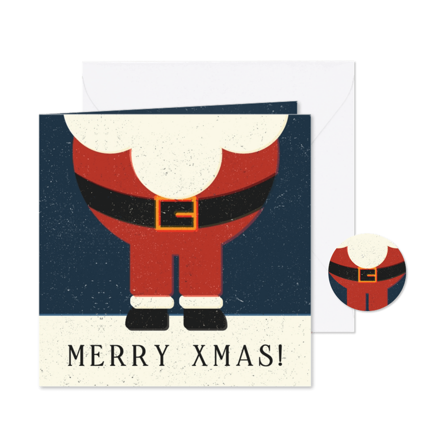 Weihnachtskarte halber Weihnachtsmann - Karteneindruck