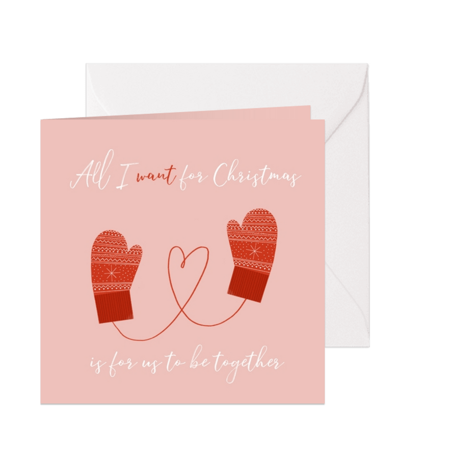 Weihnachtskarte Handschuhe 'Be together' - Karteneindruck
