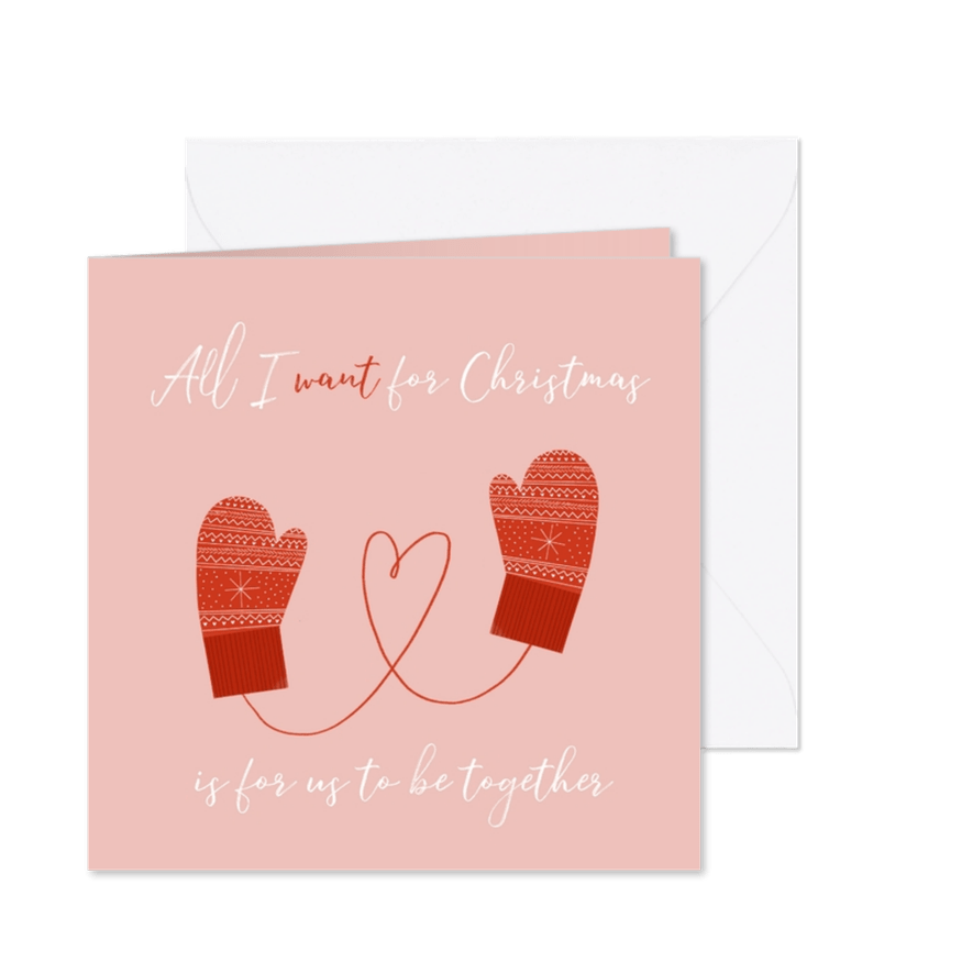 Weihnachtskarte Handschuhe 'Be together' - Karteneindruck