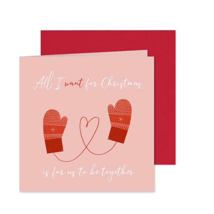 Weihnachtskarte Handschuhe 'Be together' - Kartenvorschau