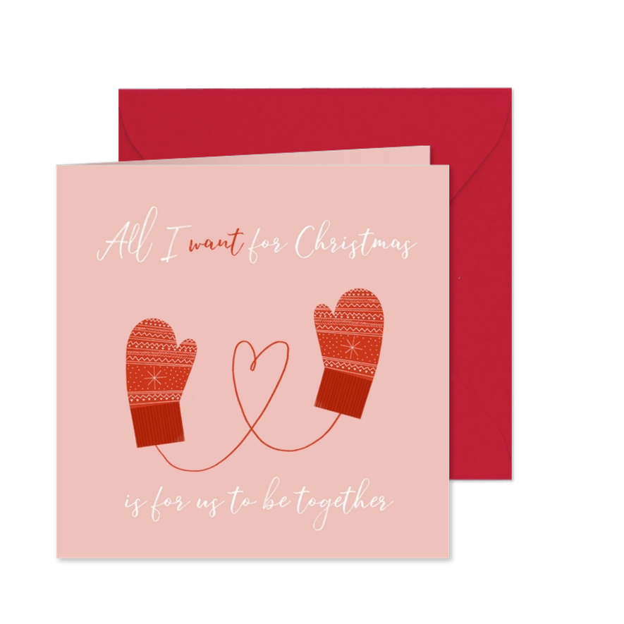 Weihnachtskarte Handschuhe 'Be together' - Karteneindruck