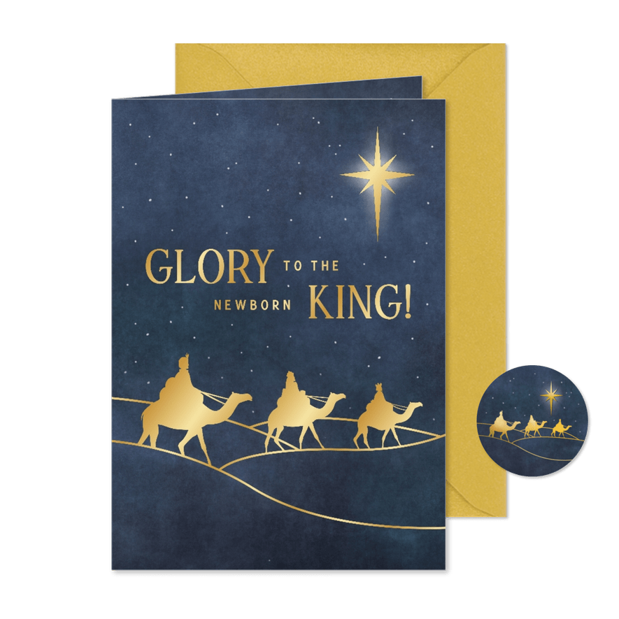 Weihnachtskarte Heilige Drei Könige auf Kamel - Karteneindruck
