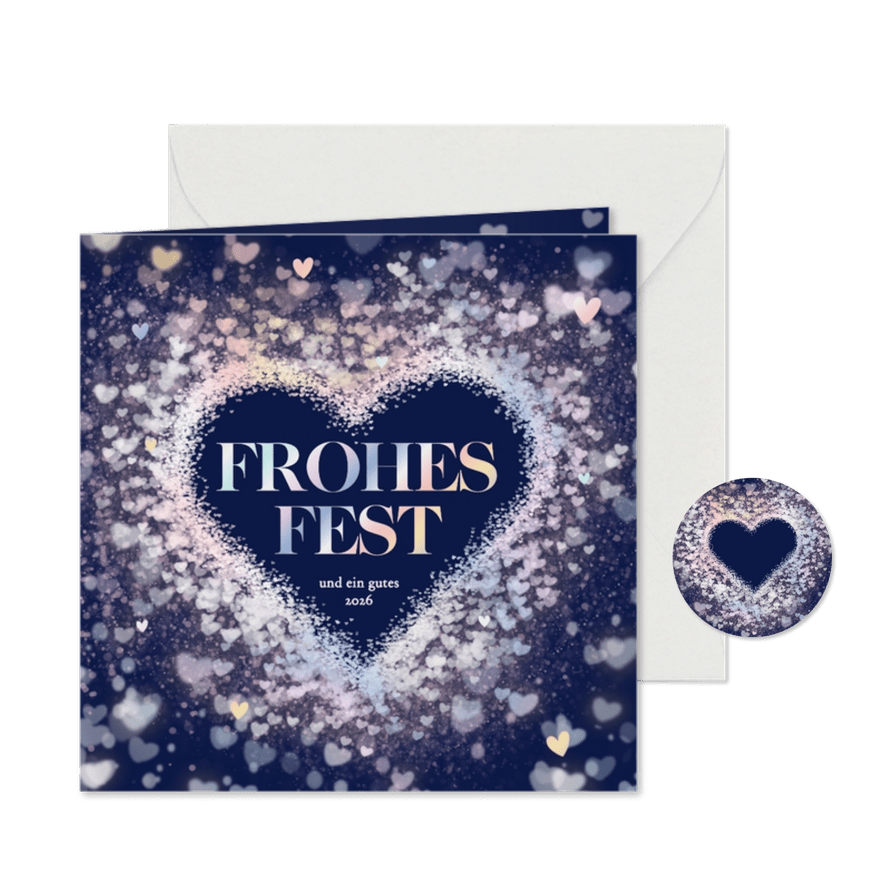 Weihnachtskarte Herz aus Herzen dunkelblau  - Karteneindruck