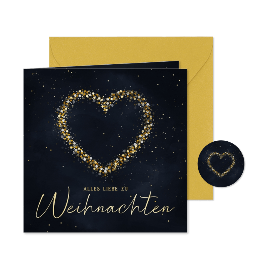 Weihnachtskarte Herz aus Sternen - Karteneindruck
