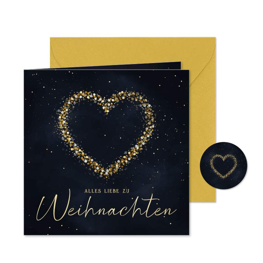 Weihnachtskarte Herz aus Sternen - Karteneindruck