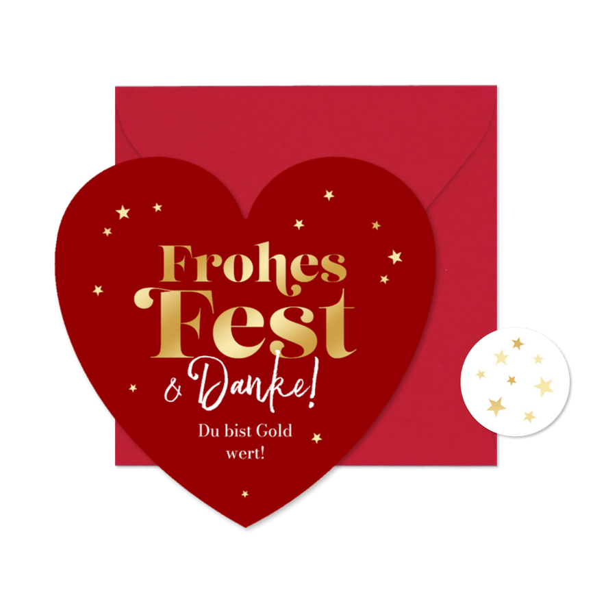 Weihnachtskarte Herz 'Gold wert' - Karteneindruck
