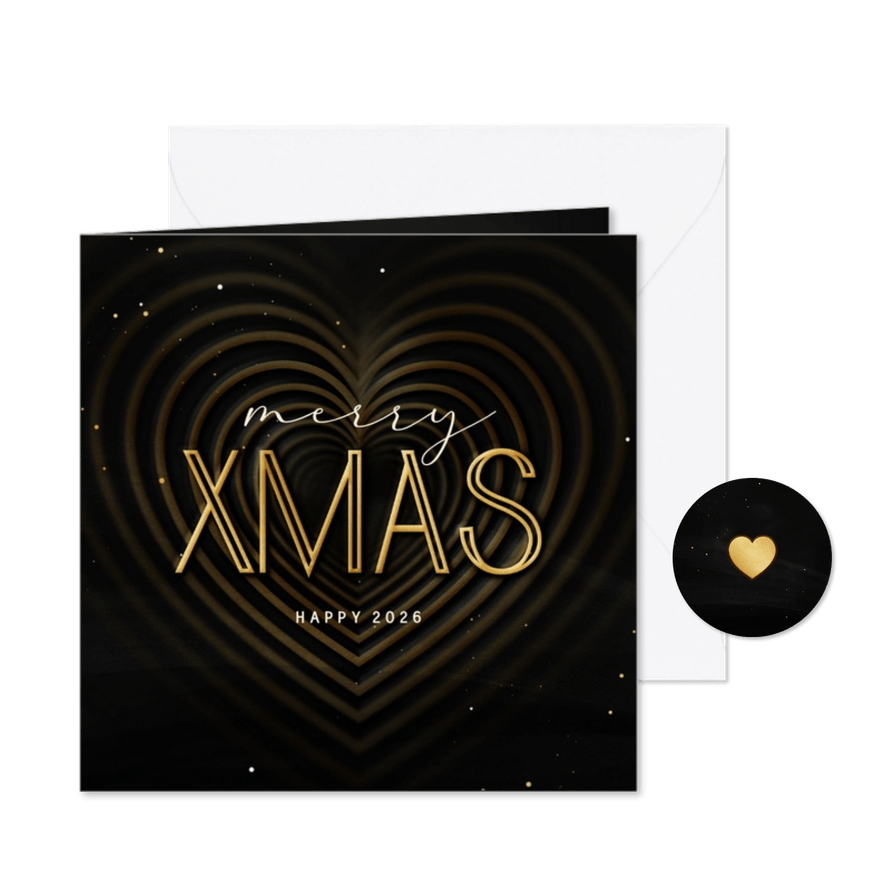 Weihnachtskarte Herzen 'Merry XMAS' - Karteneindruck