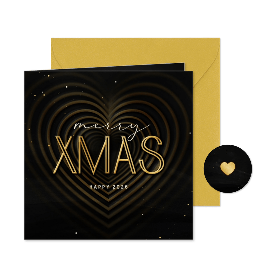Weihnachtskarte Herzen 'Merry XMAS' - Karteneindruck