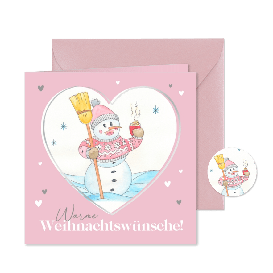 Weihnachtskarte herziger Schneemann - Karteneindruck