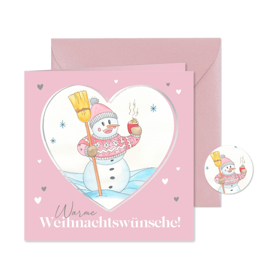 Weihnachtskarte herziger Schneemann - Karteneindruck
