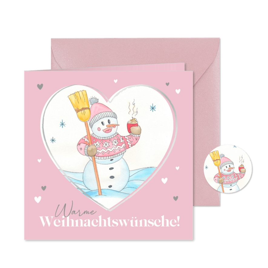 Weihnachtskarte herziger Schneemann - Kartenvorschau