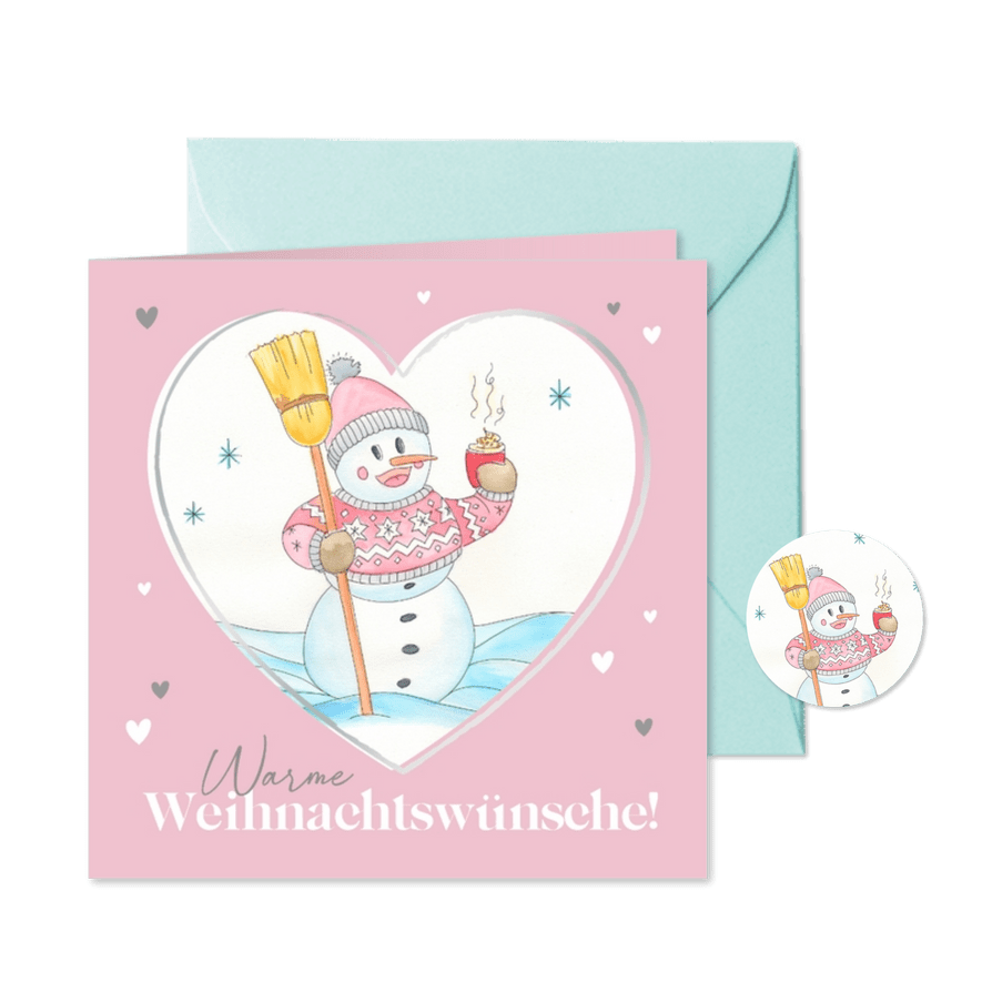 Weihnachtskarte herziger Schneemann - Karteneindruck
