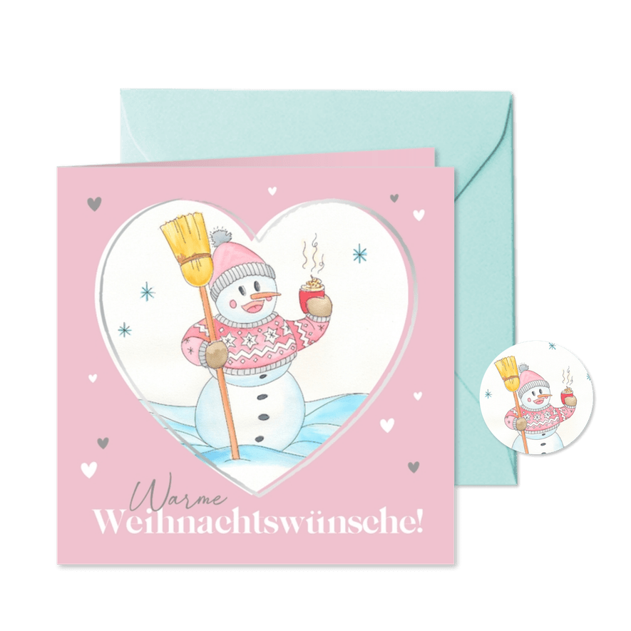 Weihnachtskarte herziger Schneemann - Karteneindruck