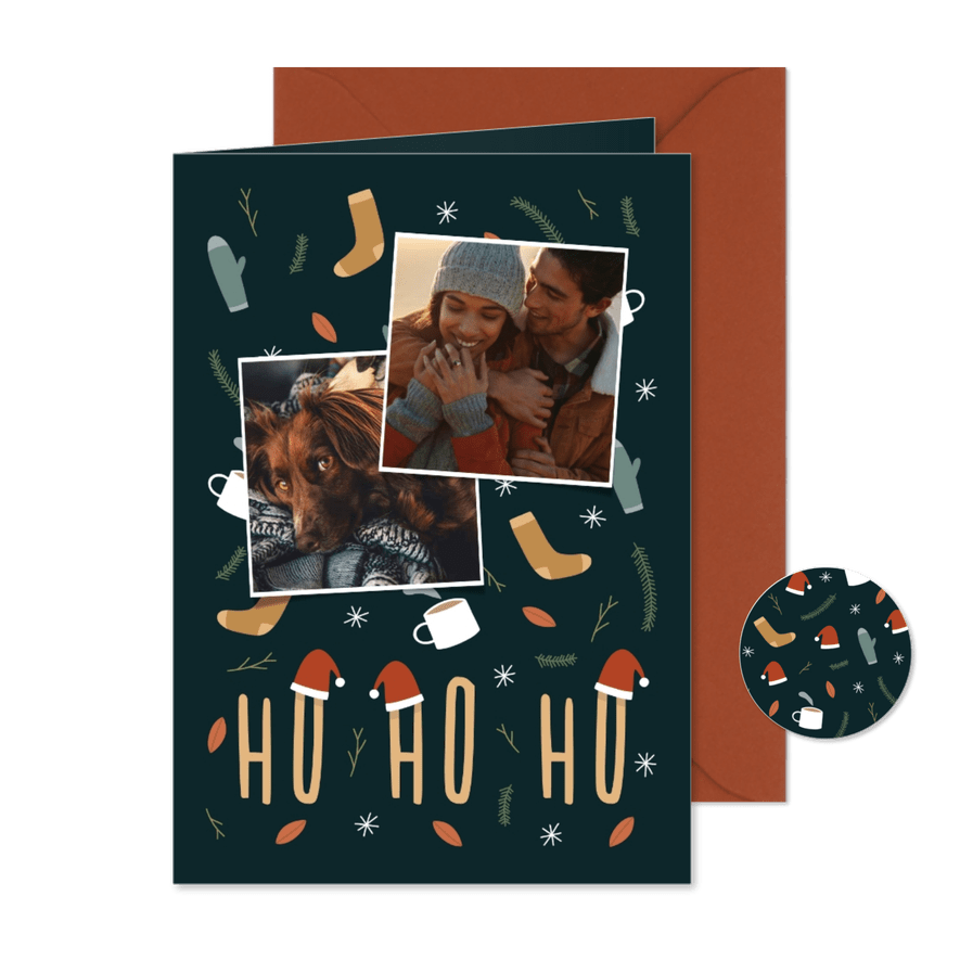 Weihnachtskarte ho, ho, ho schöne Illustrationen und Fotos - Karteneindruck