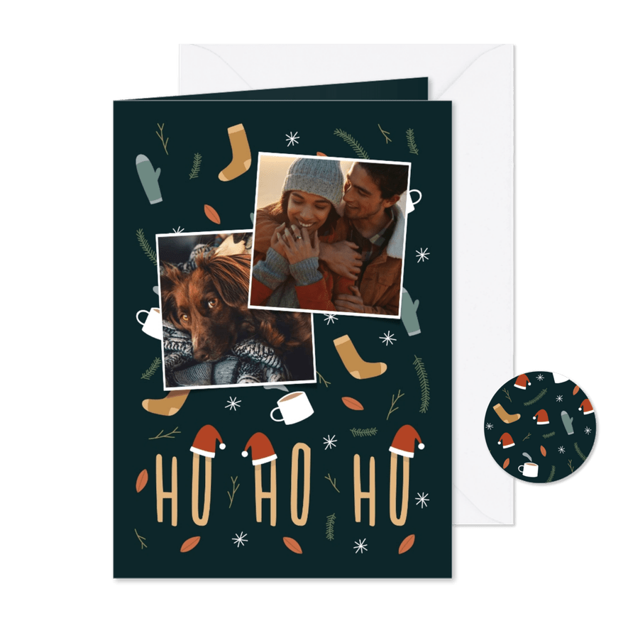 Weihnachtskarte ho, ho, ho schöne Illustrationen und Fotos - Karteneindruck