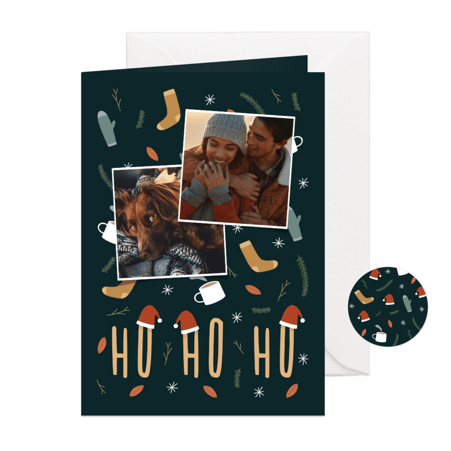 Weihnachtskarte ho, ho, ho schöne Illustrationen und Fotos - Karteneindruck
