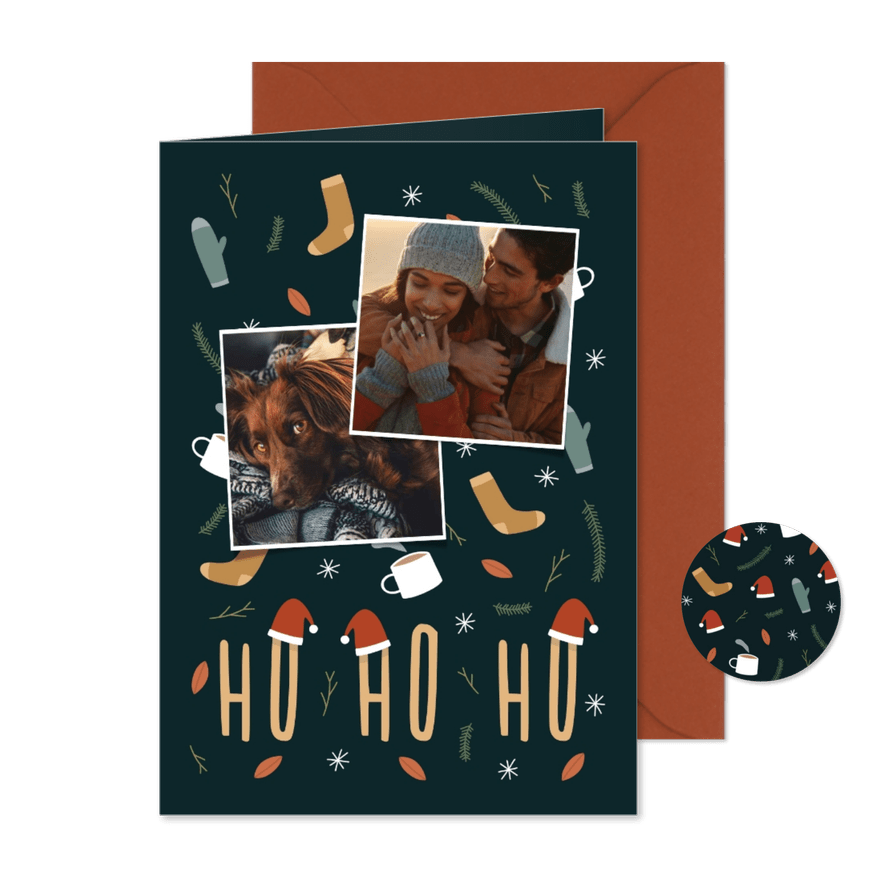 Weihnachtskarte ho, ho, ho schöne Illustrationen und Fotos - Karteneindruck
