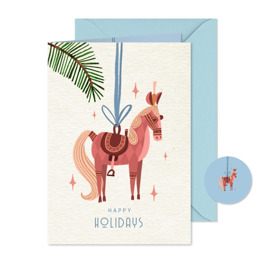 Weihnachtskarte Holzpferdchen - Karteneindruck