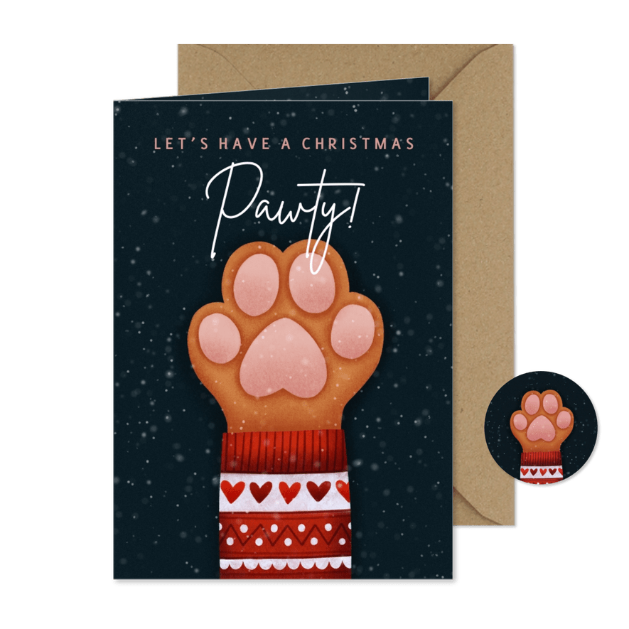 Weihnachtskarte Hundepfote - Karteneindruck