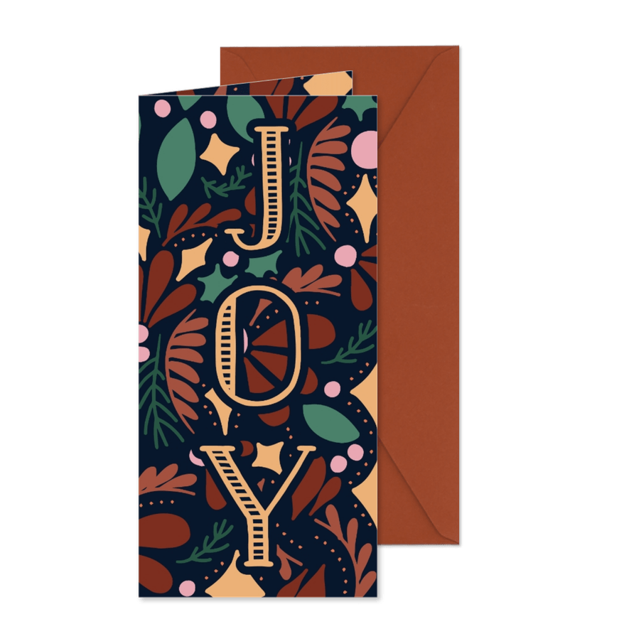 Weihnachtskarte Illustrationen mit Text 'Joy' - Karteneindruck