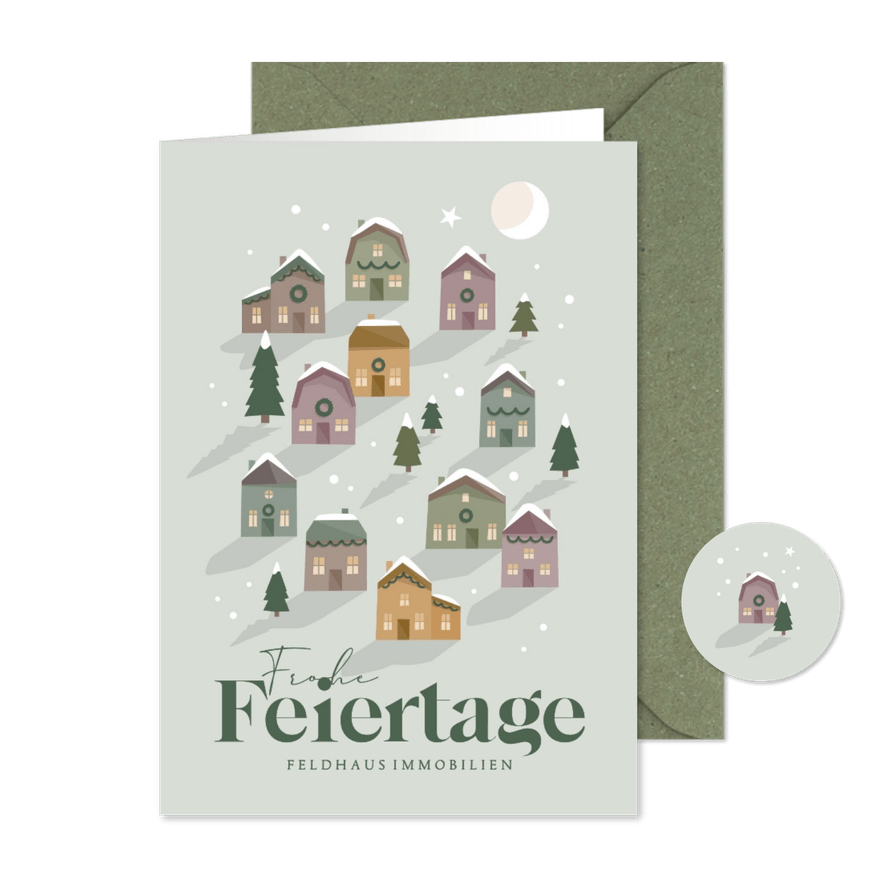 Weihnachtskarte Immobilienmakler Weihnachtsdorf - Karteneindruck
