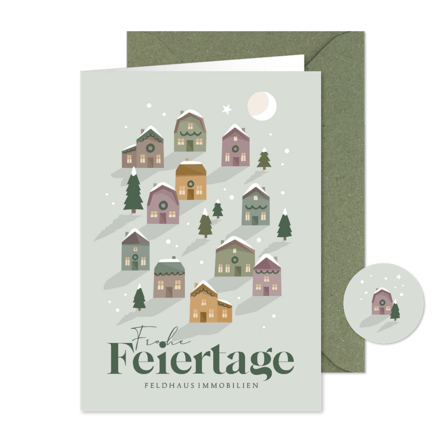 Weihnachtskarte Immobilienmakler Weihnachtsdorf - Kartenvorschau