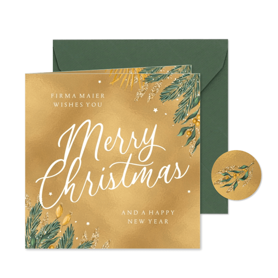 Weihnachtskarte international Goldoptik - Karteneindruck
