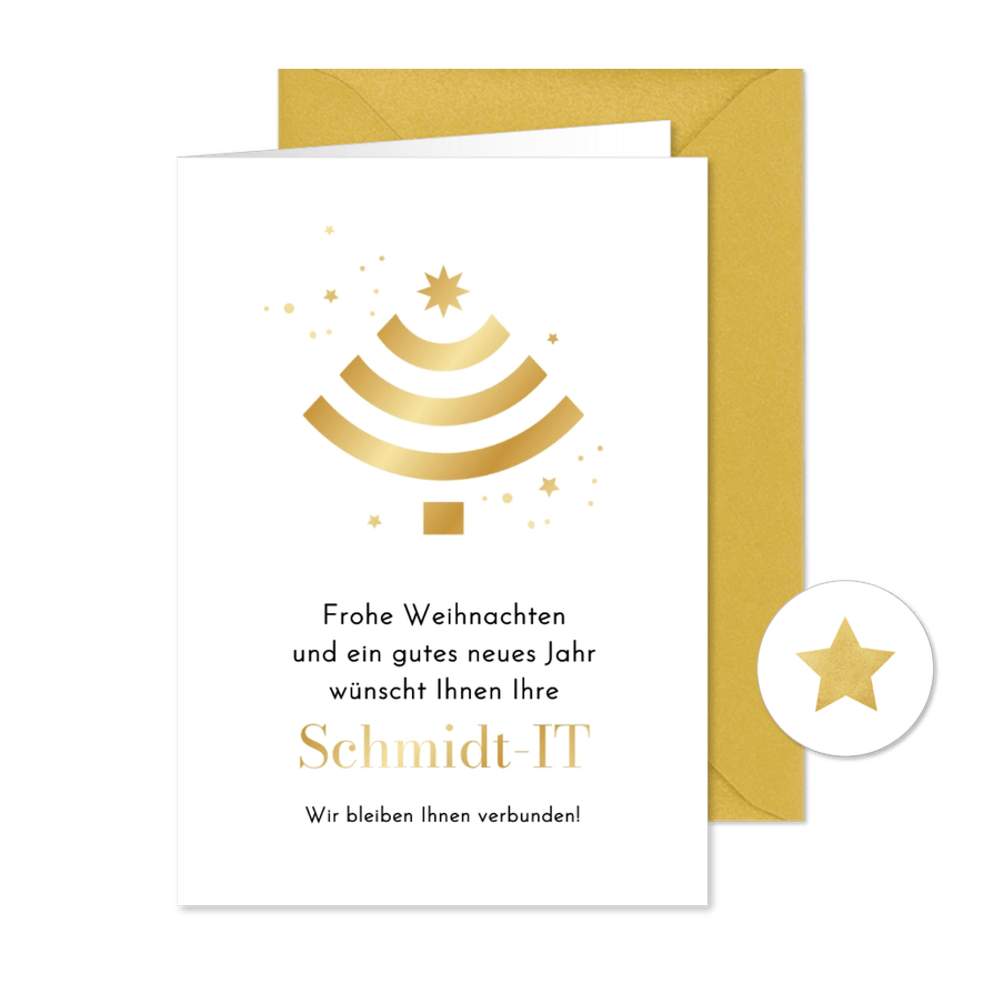 Weihnachtskarte IT Firma Wifi-Signal 'Verbunden bleiben ' - Karteneindruck