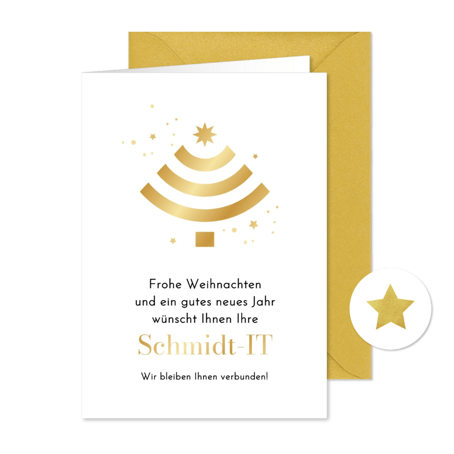 Weihnachtskarte IT Firma Wifi-Signal 'Verbunden bleiben ' - Karteneindruck
