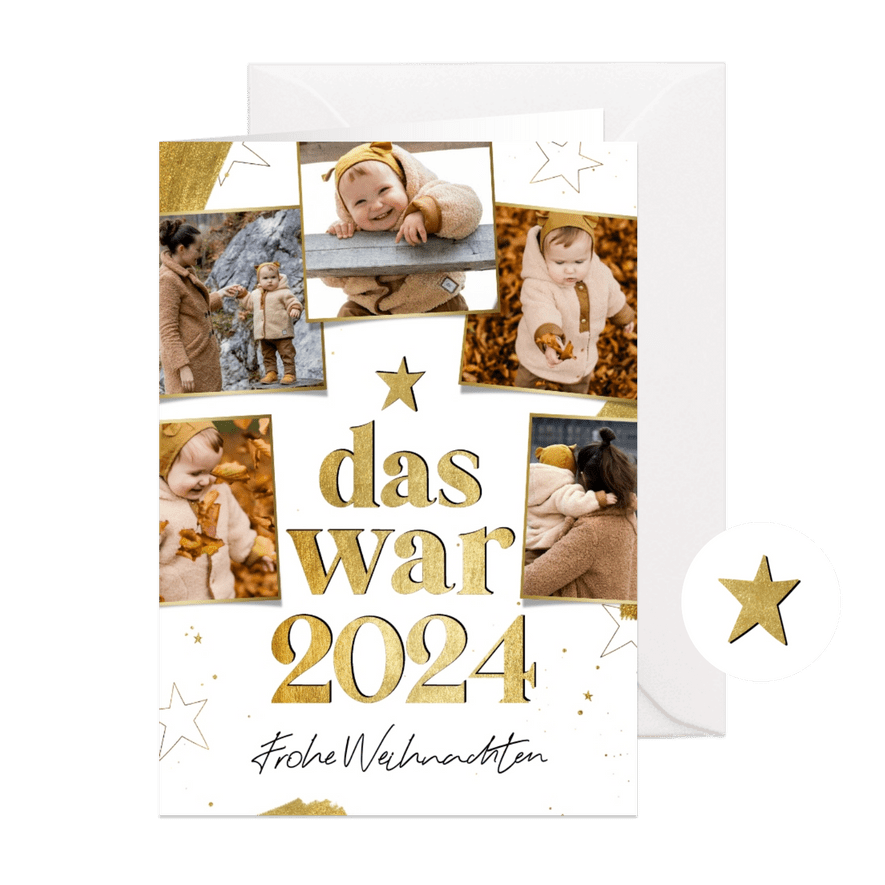 Weihnachtskarte Jahresrückblick 'Das war 2024' Fotocollage - Karteneindruck
