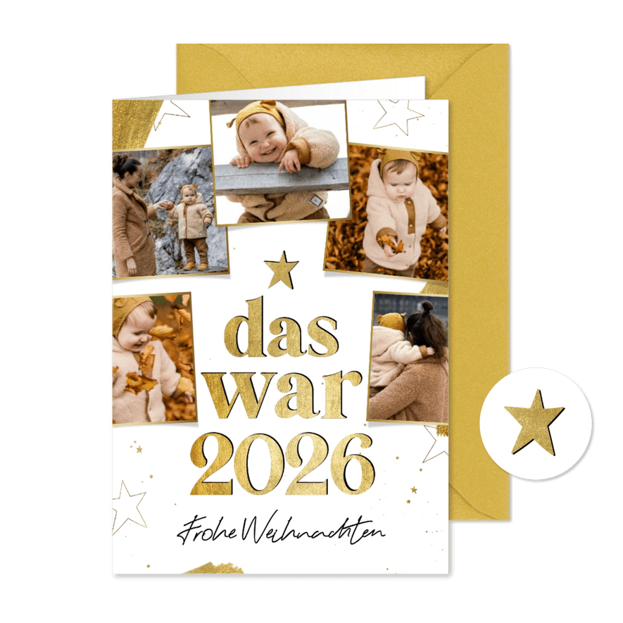 Weihnachtskarte Jahresrückblick 'Das war 2026' Fotocollage - Kartenvorschau