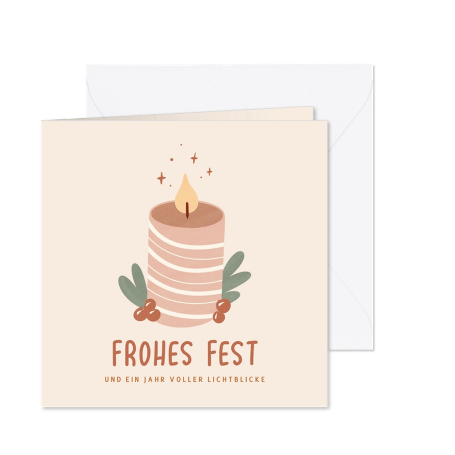 Weihnachtskarte Kerze 'Frohes Fest' - Karteneindruck