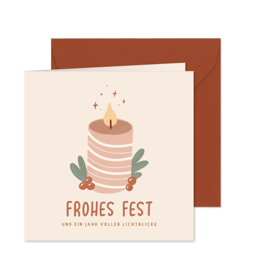Weihnachtskarte Kerze 'Frohes Fest' - Karteneindruck