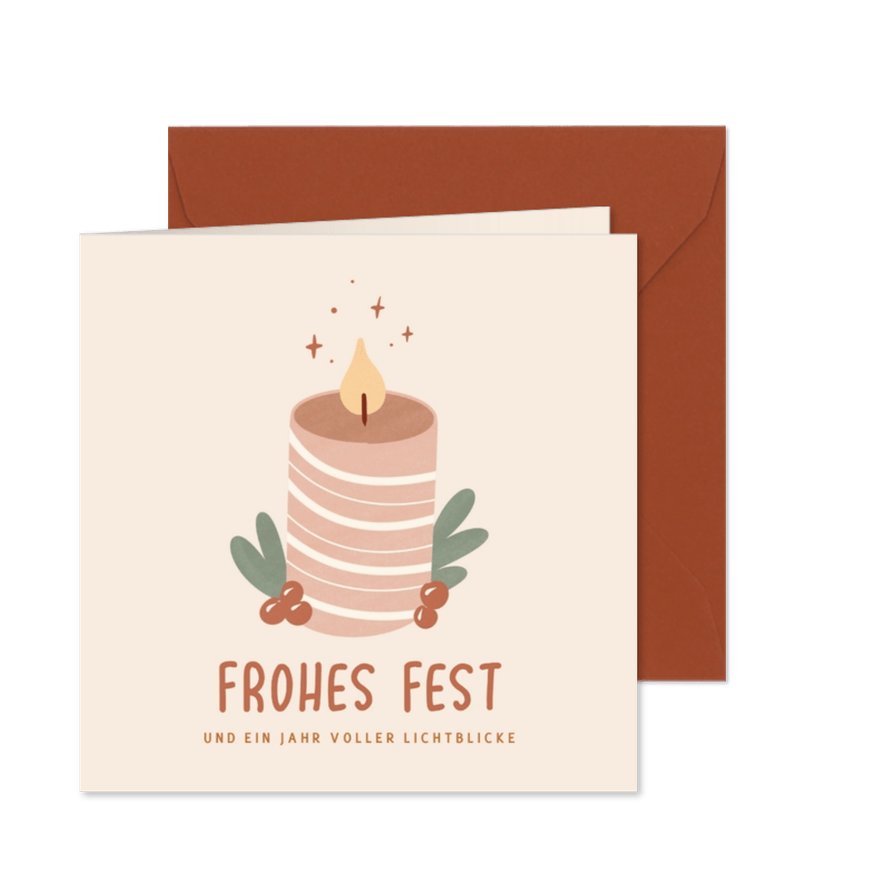 Weihnachtskarte Kerze 'Frohes Fest' - Kartenvorschau