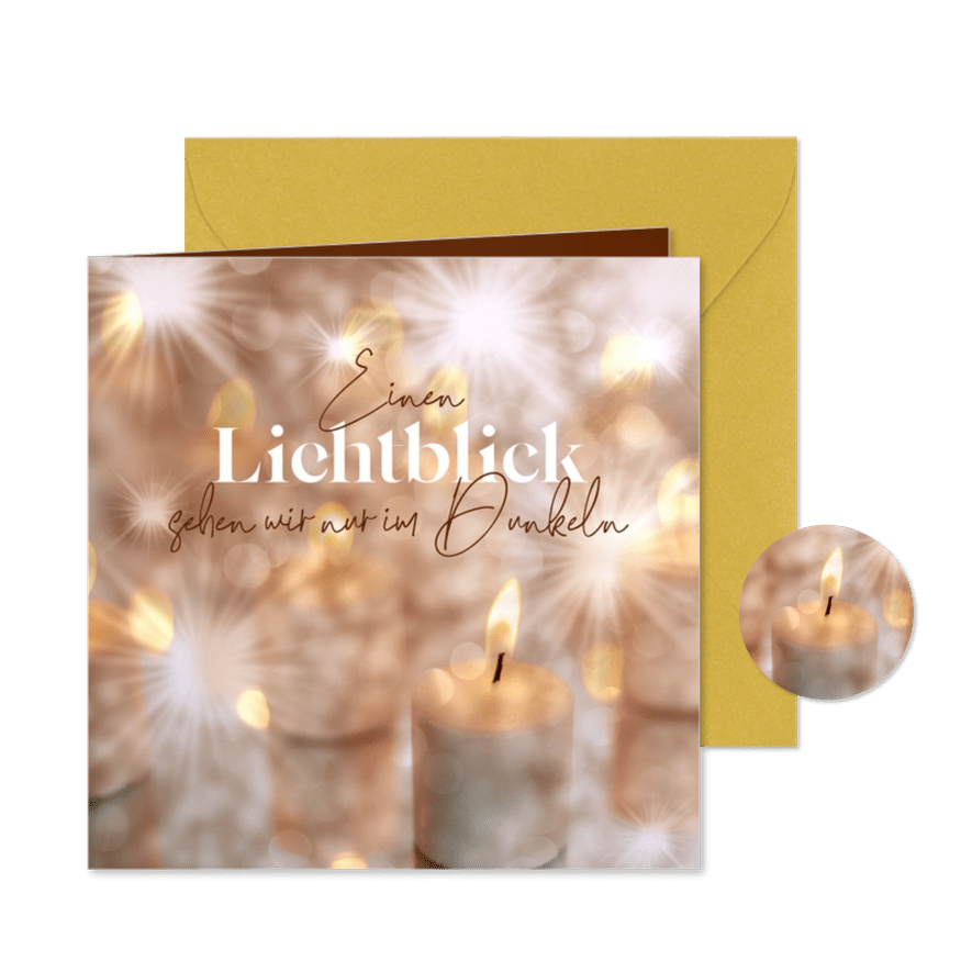 Weihnachtskarte Kerzen Lichtblick im Dunkeln - Karteneindruck
