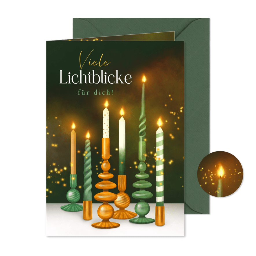 Weihnachtskarte Kerzen 'Viele Lichtblicke für dich' - Karteneindruck
