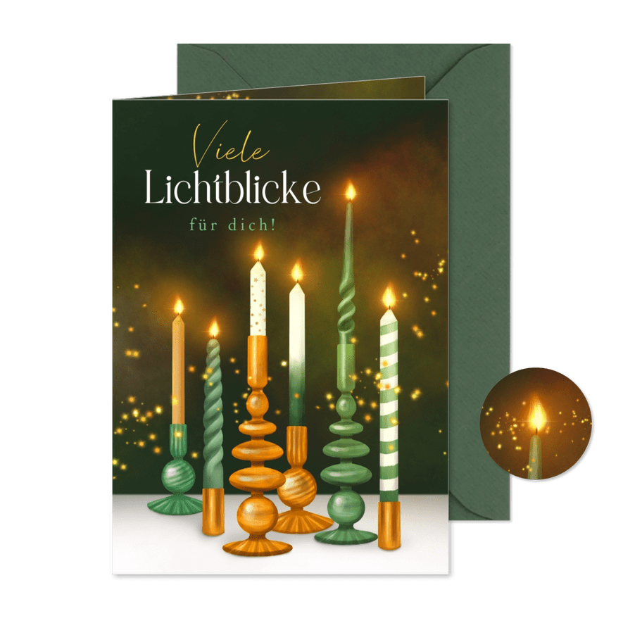 Weihnachtskarte Kerzen 'Viele Lichtblicke für dich' - Karteneindruck