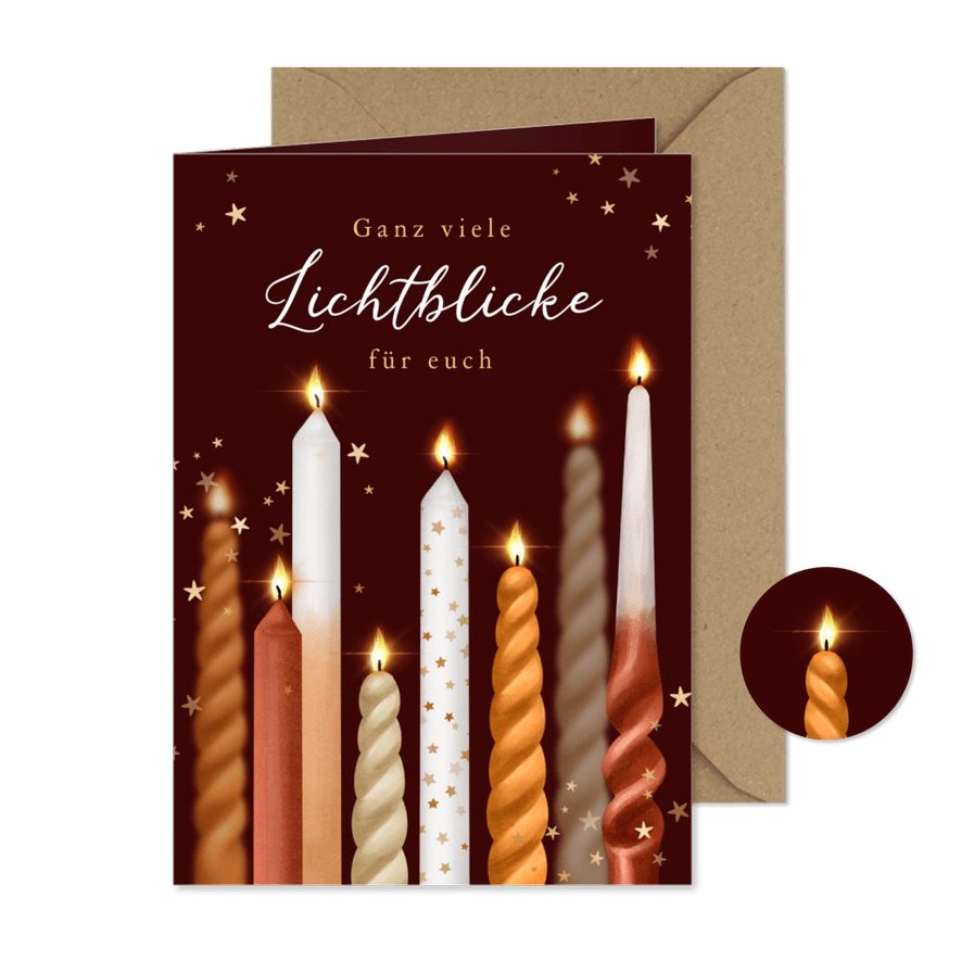 Weihnachtskarte Kerzen 'viele Lichtblicke' - Karteneindruck