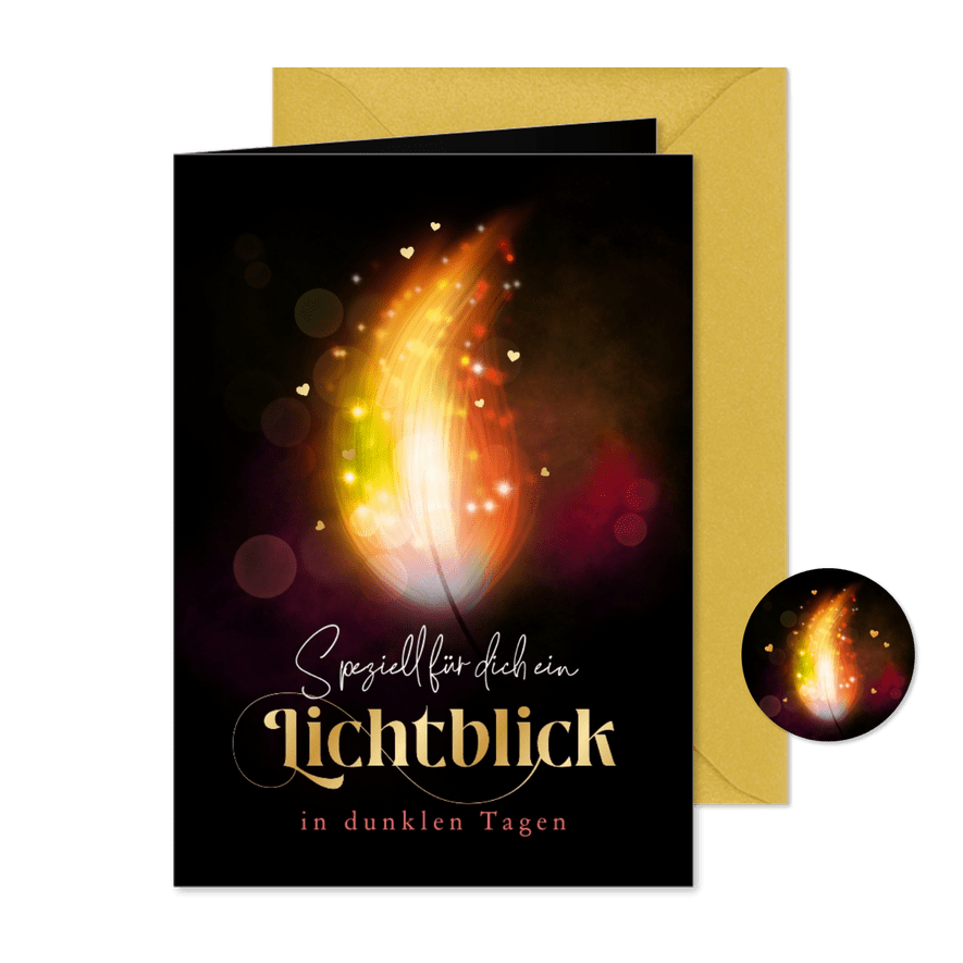 Weihnachtskarte Kerzenflamme 'Lichtblick' - Karteneindruck