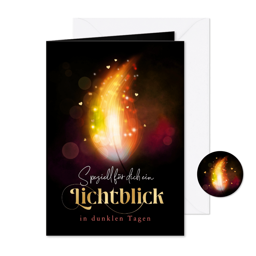 Weihnachtskarte Kerzenflamme 'Lichtblick' - Karteneindruck