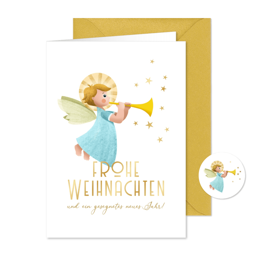 Weihnachtskarte kleiner Engel - Karteneindruck