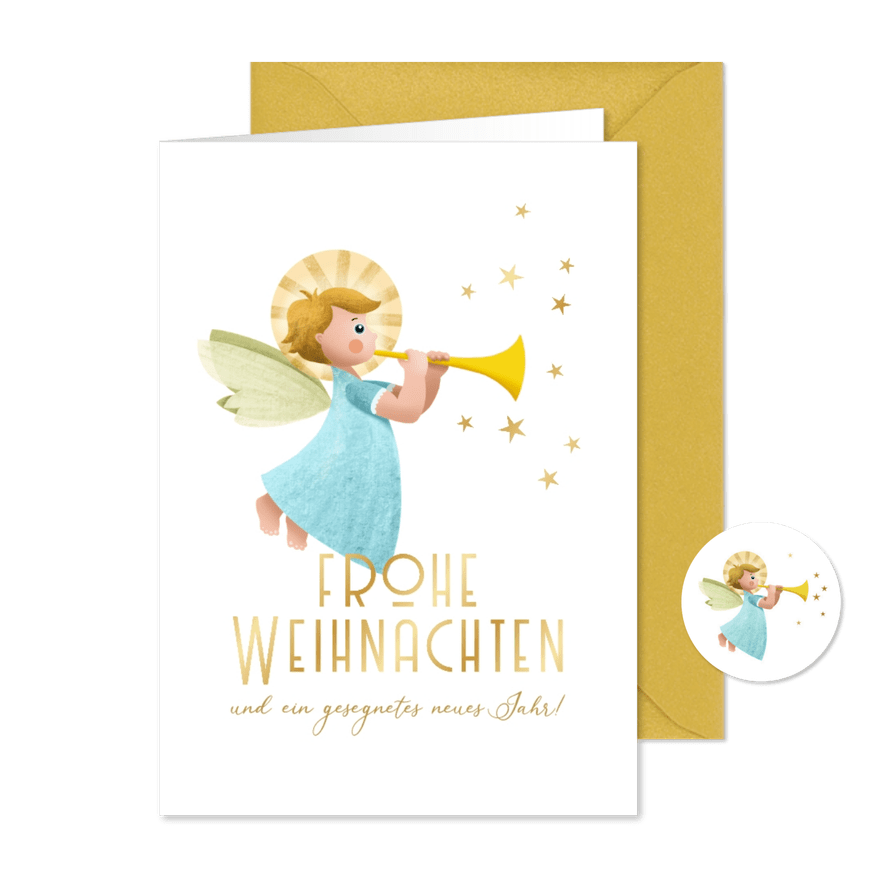 Weihnachtskarte kleiner Engel - Kartenvorschau
