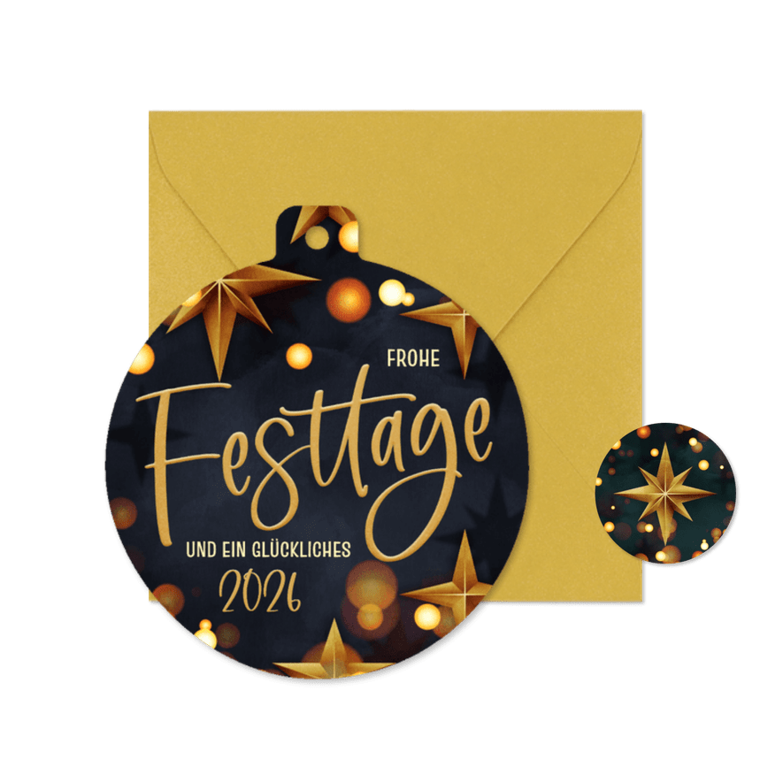 Weihnachtskarte Kugel-From 'Frohe Festtage' Christbaumkugel - Karteneindruck
