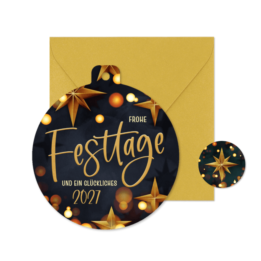 Weihnachtskarte Kugel-From 'Frohe Festtage' Christbaumkugel - Kartenvorschau
