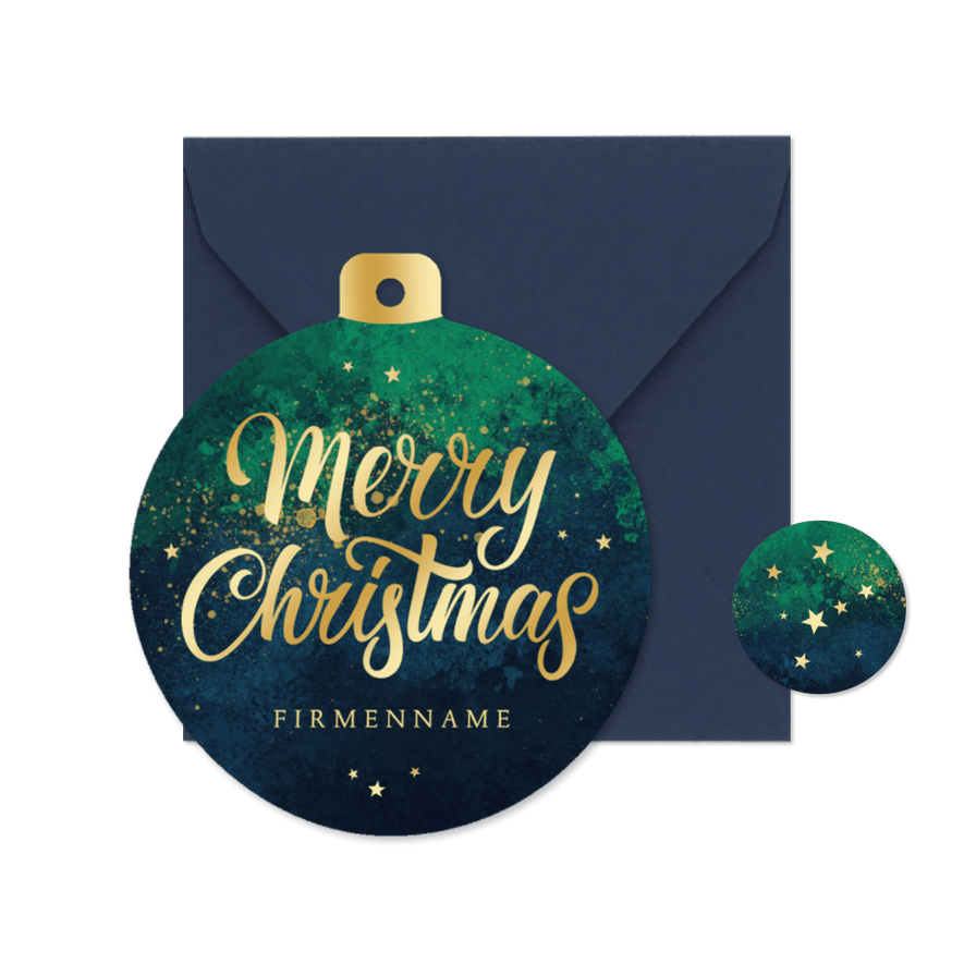 Weihnachtskarte Kugel 'Merry Christmas' internationale Grüße - Karteneindruck
