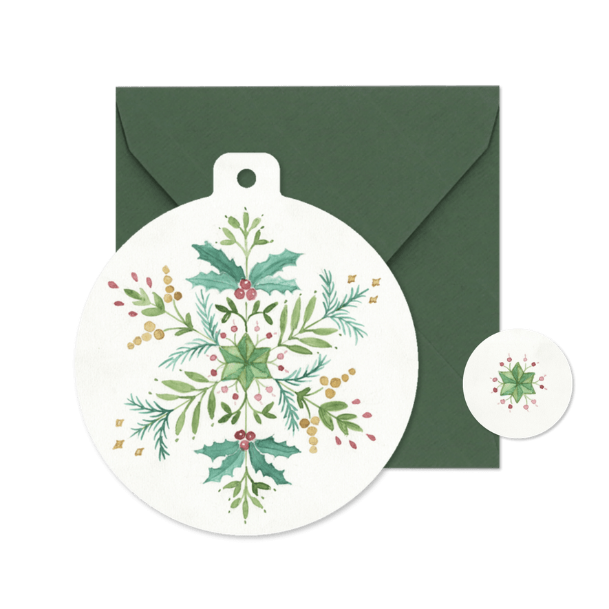 Weihnachtskarte Kugel Stern aus Zweigen - Karteneindruck