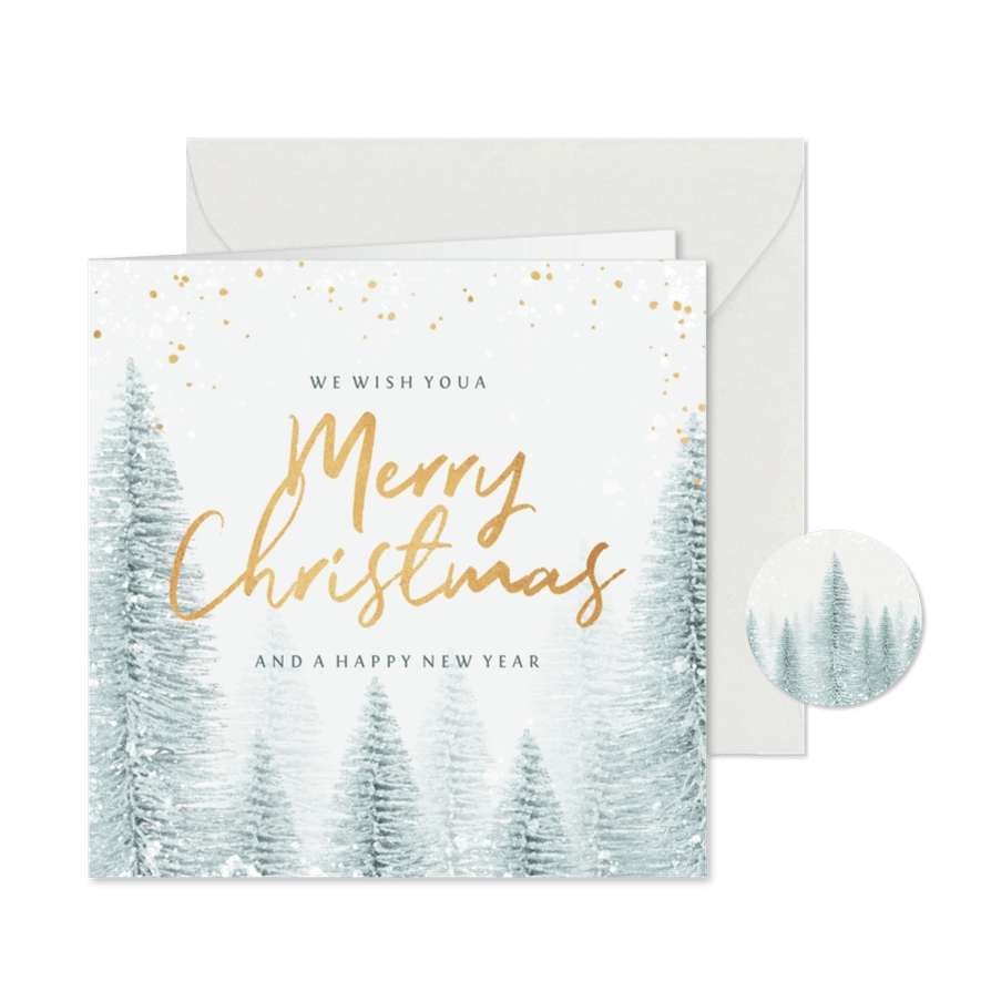 Weihnachtskarte Kunden international Winterwald - Karteneindruck
