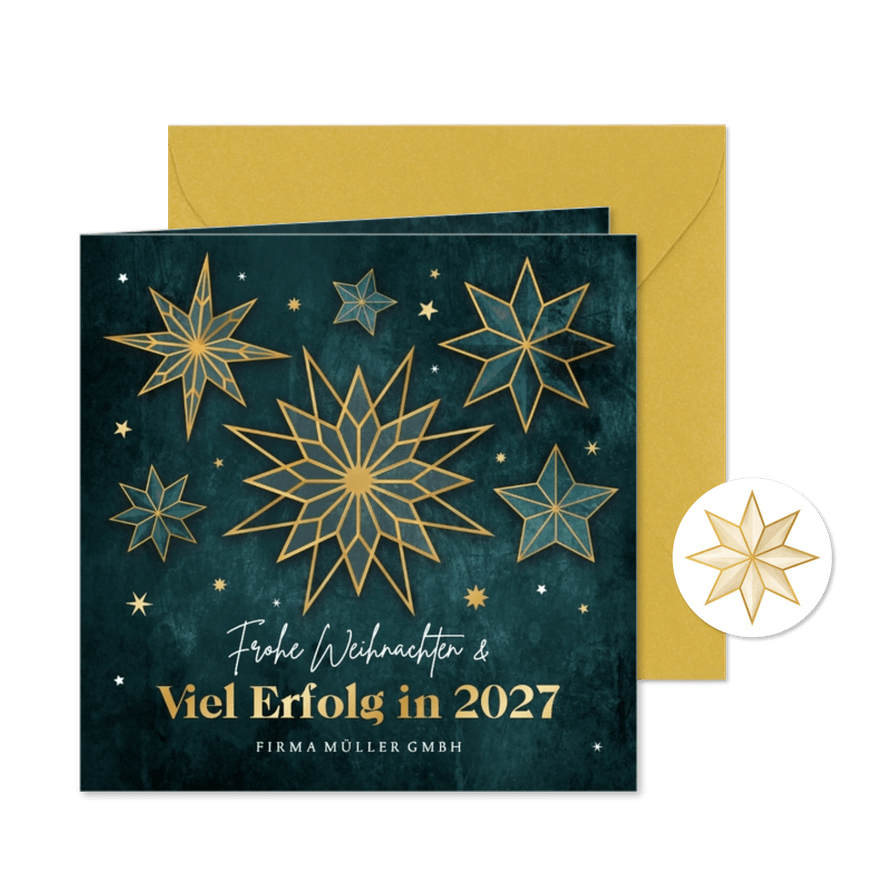 Weihnachtskarte Kunden Weihnachtssterne - Kartenvorschau
