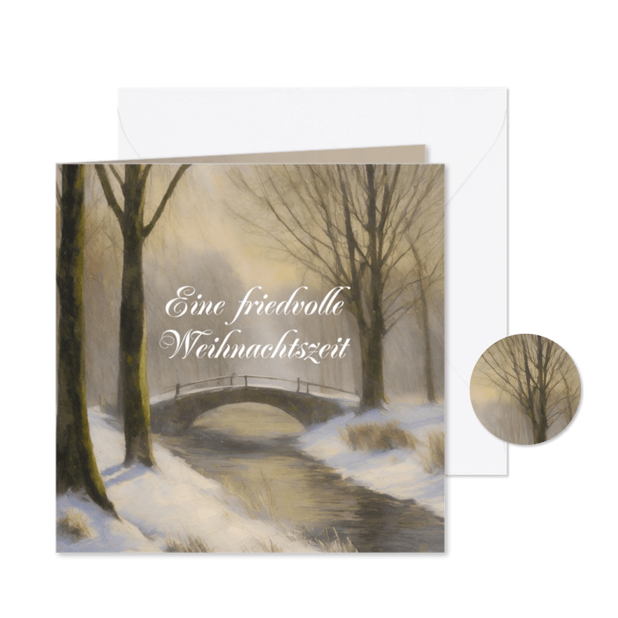 Weihnachtskarte Landschaft Brücke & Fluss - Karteneindruck