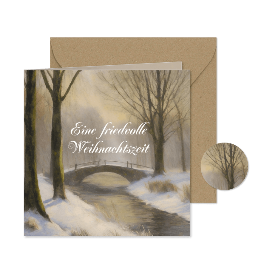 Weihnachtskarte Landschaft Brücke & Fluss - Karteneindruck
